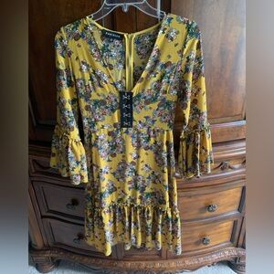 Parisian Works Yellow Ruffled Mini Dress